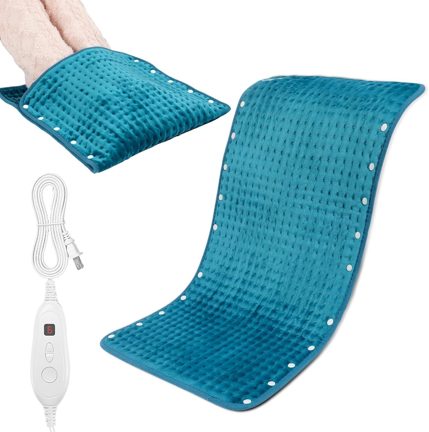 Heating Pad for Back Pain Relief, 12" x 24" Electric Heating Pads for Cramps, Back, Shoulder and Neck with 6 Heat Settings, Fast-Heating Technology, Auto Shut Off, UL Certification, Blue