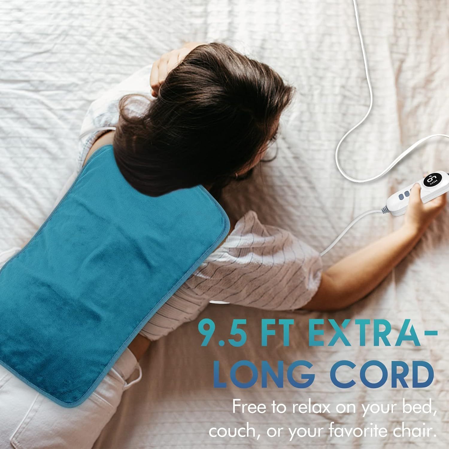 Heating Pad for Back Pain Relief, 12" x 24" Electric Heating Pads for Cramps, Back, Shoulder and Neck with 6 Heat Settings, Fast-Heating Technology, Auto Shut Off, UL Certification, Blue