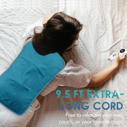 Heating Pad for Back Pain Relief, 12" x 24" Electric Heating Pads for Cramps, Back, Shoulder and Neck with 6 Heat Settings, Fast-Heating Technology, Auto Shut Off, UL Certification, Blue
