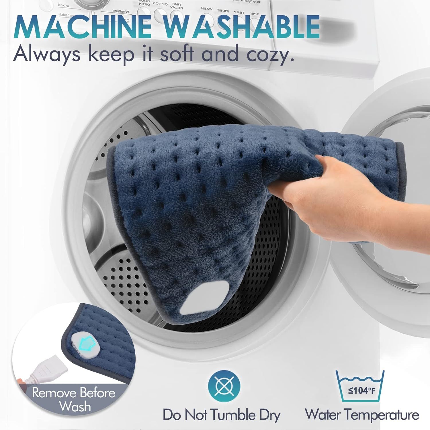 Heating Pad for Back Pain Relief, 12" x 24" Electric Heating Pads for Cramps, Back, Shoulder and Neck with 6 Heat Settings, Fast-Heating Technology, Auto Shut Off, UL Certification, Blue