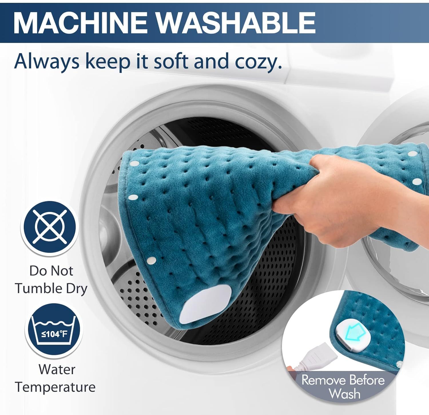 Heating Pad for Back Pain Relief, 12" x 24" Electric Heating Pads for Cramps, Back, Shoulder and Neck with 6 Heat Settings, Fast-Heating Technology, Auto Shut Off, UL Certification, Blue