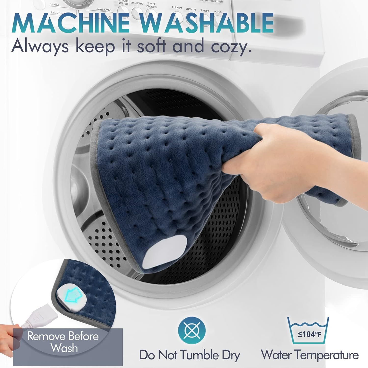 Heating Pad for Back Pain Relief, 12" x 24" Electric Heating Pads for Cramps, Back, Shoulder and Neck with 6 Heat Settings, Fast-Heating Technology, Auto Shut Off, UL Certification, Blue