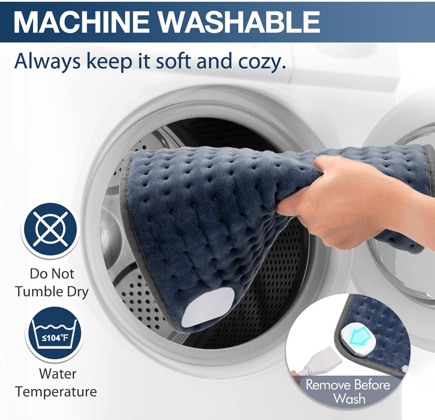 Heating Pad for Back Pain Relief, 12" x 24" Electric Heating Pads for Cramps, Back, Shoulder and Neck with 6 Heat Settings, Fast-Heating Technology, Auto Shut Off, UL Certification, Blue