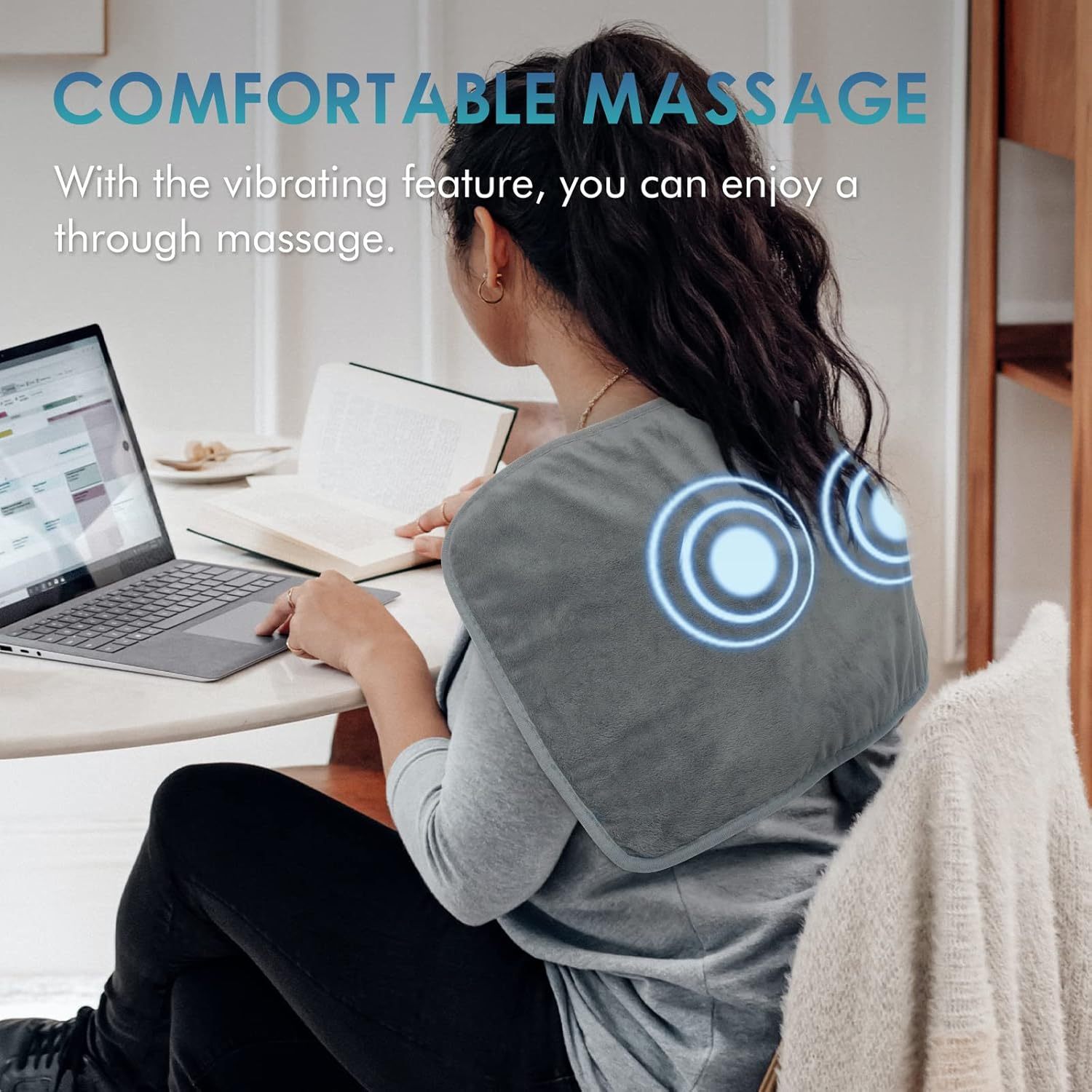 Heating Pad for Back Pain Relief, 12" x 24" Electric Heating Pads for Cramps, Back, Shoulder and Neck with 6 Heat Settings, Fast-Heating Technology, Auto Shut Off, UL Certification, Blue