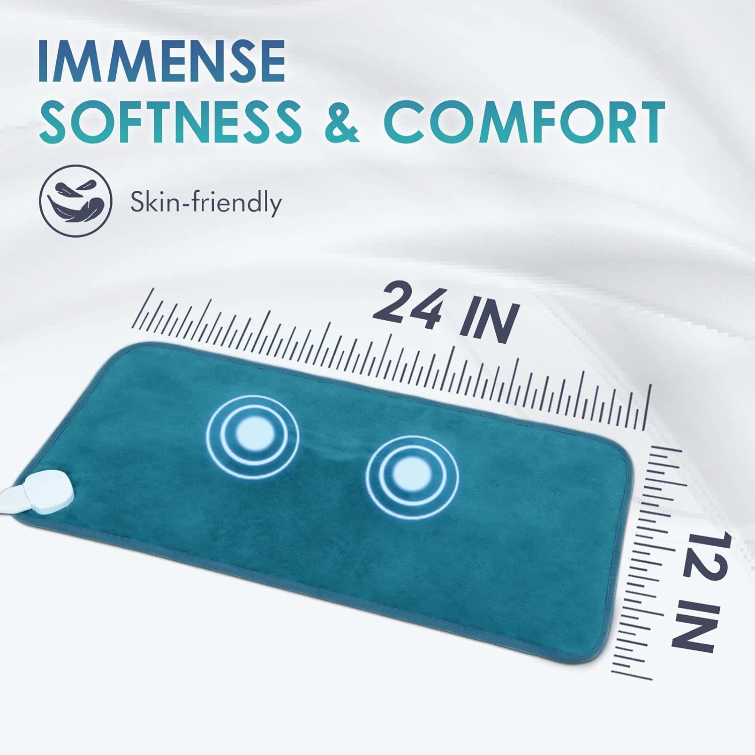 Heating Pad for Back Pain Relief, 12" x 24" Electric Heating Pads for Cramps, Back, Shoulder and Neck with 6 Heat Settings, Fast-Heating Technology, Auto Shut Off, UL Certification, Blue