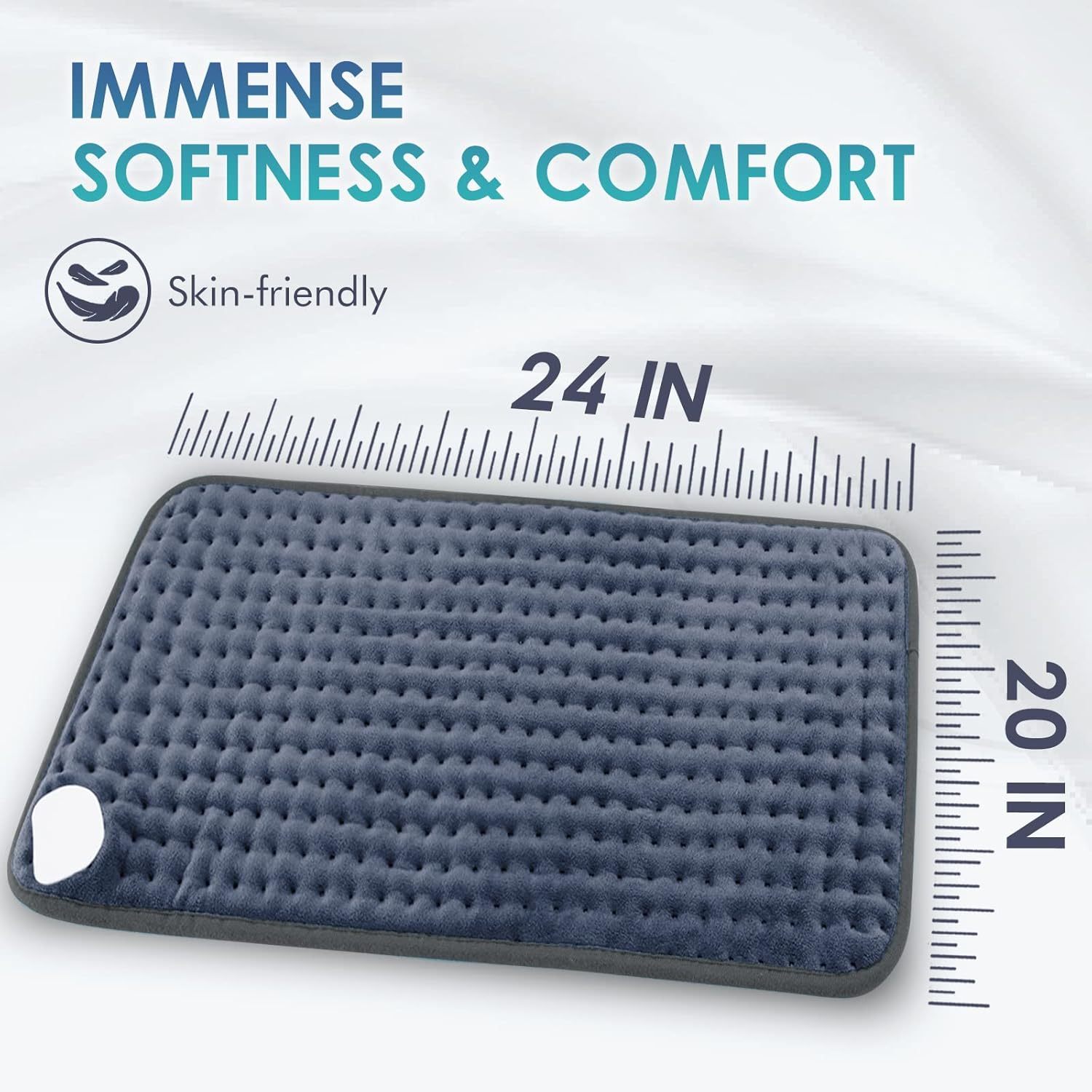 Heating Pad for Back Pain Relief, 12" x 24" Electric Heating Pads for Cramps, Back, Shoulder and Neck with 6 Heat Settings, Fast-Heating Technology, Auto Shut Off, UL Certification, Blue