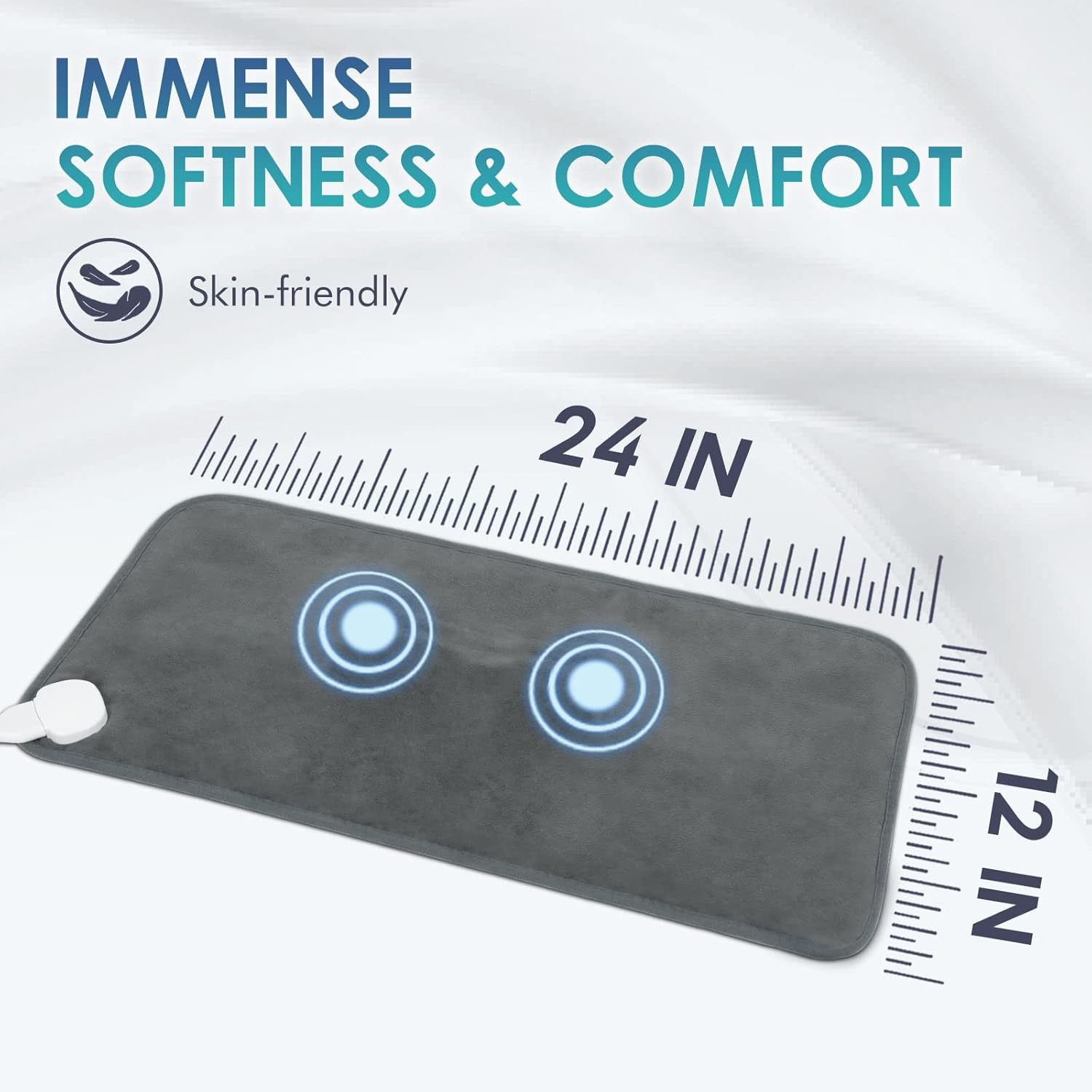 Heating Pad for Back Pain Relief, 12" x 24" Electric Heating Pads for Cramps, Back, Shoulder and Neck with 6 Heat Settings, Fast-Heating Technology, Auto Shut Off, UL Certification, Blue