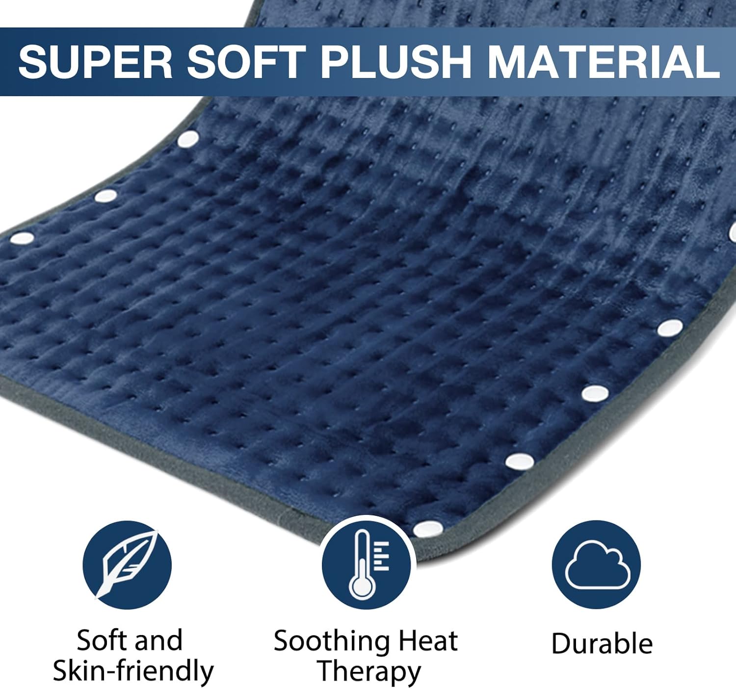 Heating Pad for Back Pain Relief, 12" x 24" Electric Heating Pads for Cramps, Back, Shoulder and Neck with 6 Heat Settings, Fast-Heating Technology, Auto Shut Off, UL Certification, Blue