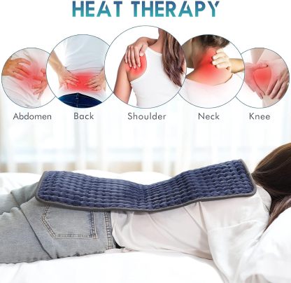 Heating Pad for Back Pain Relief, 12" x 24" Electric Heating Pads for Cramps, Back, Shoulder and Neck with 6 Heat Settings, Fast-Heating Technology, Auto Shut Off, UL Certification, Blue