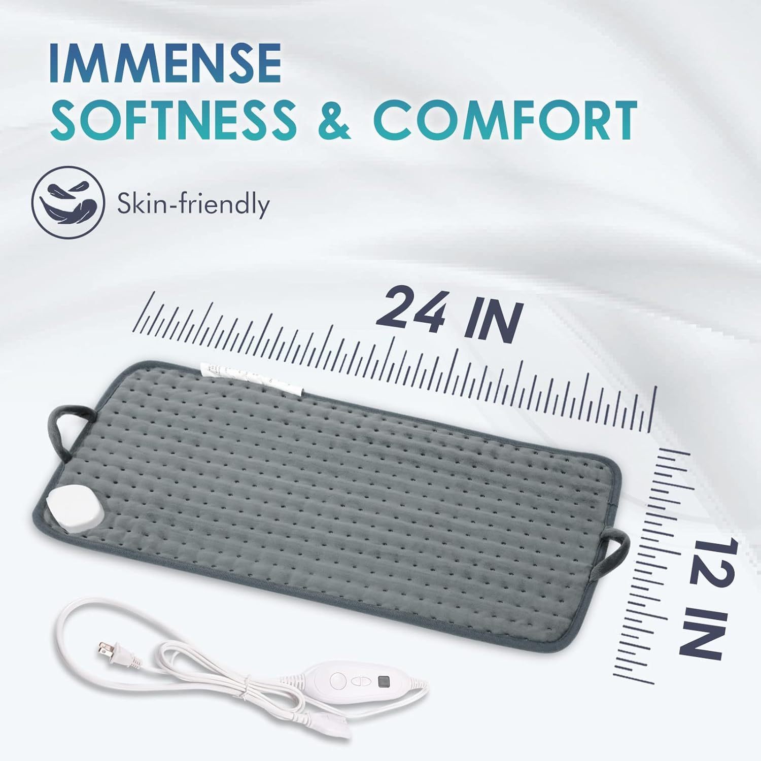 Heating Pad for Back Pain Relief, 12" x 24" Electric Heating Pads for Cramps, Back, Shoulder and Neck with 6 Heat Settings, Fast-Heating Technology, Auto Shut Off, UL Certification, Blue