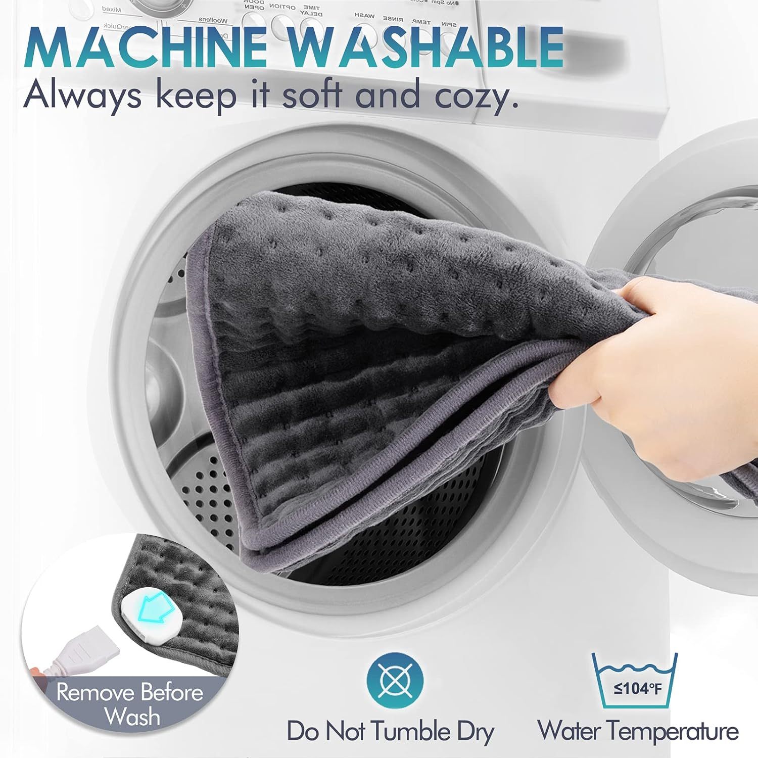 Heating Pad for Back Pain Relief, 12" x 24" Electric Heating Pads for Cramps, Back, Shoulder and Neck with 6 Heat Settings, Fast-Heating Technology, Auto Shut Off, UL Certification, Blue