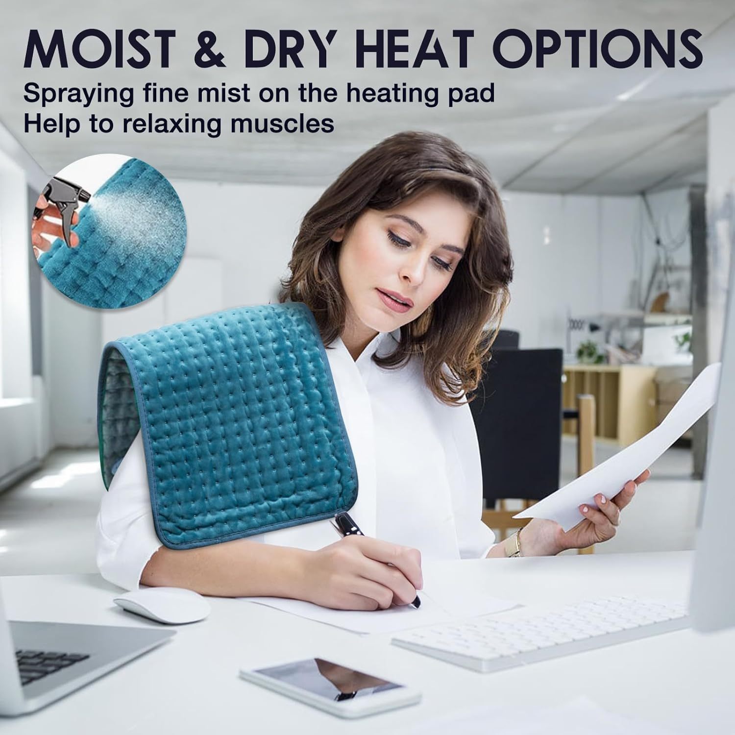 Heating Pad for Back Pain Relief, 12" x 24" Electric Heating Pads for Cramps, Back, Shoulder and Neck with 6 Heat Settings, Fast-Heating Technology, Auto Shut Off, UL Certification, Blue