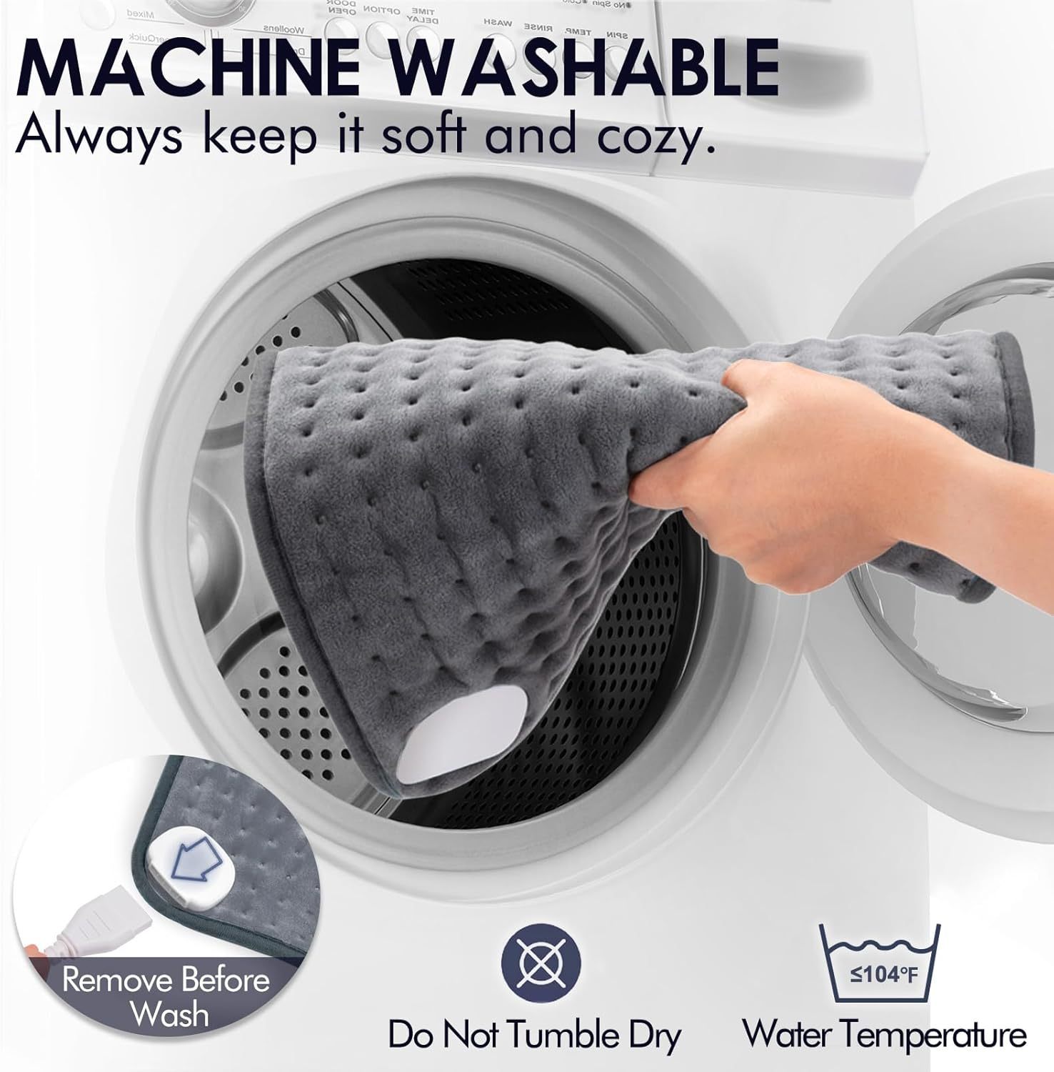 Heating Pad for Back Pain Relief, 12" x 24" Electric Heating Pads for Cramps, Back, Shoulder and Neck with 6 Heat Settings, Fast-Heating Technology, Auto Shut Off, UL Certification, Blue