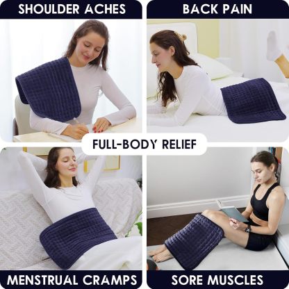Heating Pad for Back Pain Relief, 12" x 24" Electric Heating Pads for Cramps, Back, Shoulder and Neck with 6 Heat Settings, Fast-Heating Technology, Auto Shut Off, UL Certification, Blue