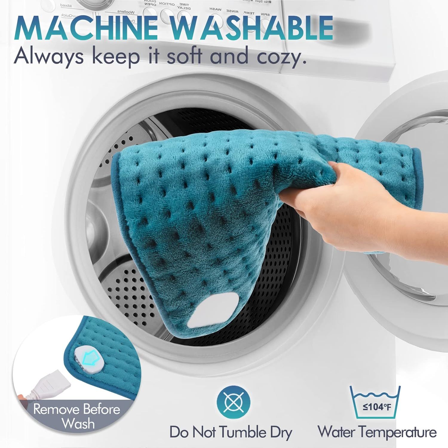 Heating Pad for Back Pain Relief, 12" x 24" Electric Heating Pads for Cramps, Back, Shoulder and Neck with 6 Heat Settings, Fast-Heating Technology, Auto Shut Off, UL Certification, Blue