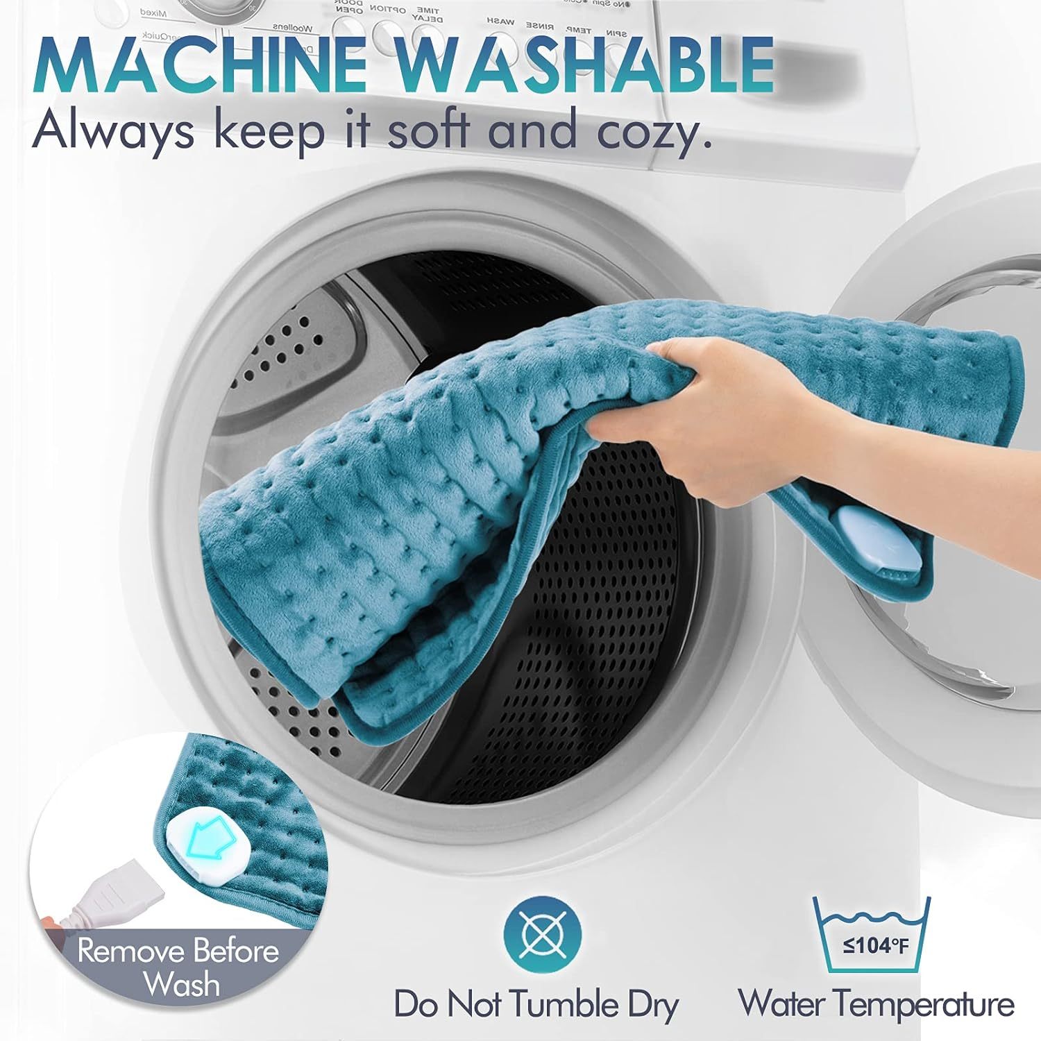 Heating Pad for Back Pain Relief, 12" x 24" Electric Heating Pads for Cramps, Back, Shoulder and Neck with 6 Heat Settings, Fast-Heating Technology, Auto Shut Off, UL Certification, Blue