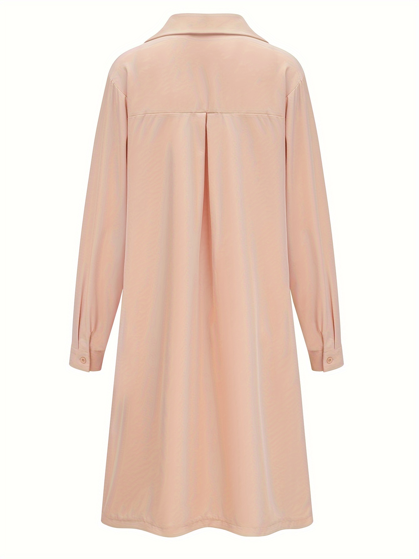 Plus Size Casual Dress, Women's Plus Solid Button Up Long Sleeve Turn Down Collar Shirt Dress  🔥Buy 2 get 10% OFF