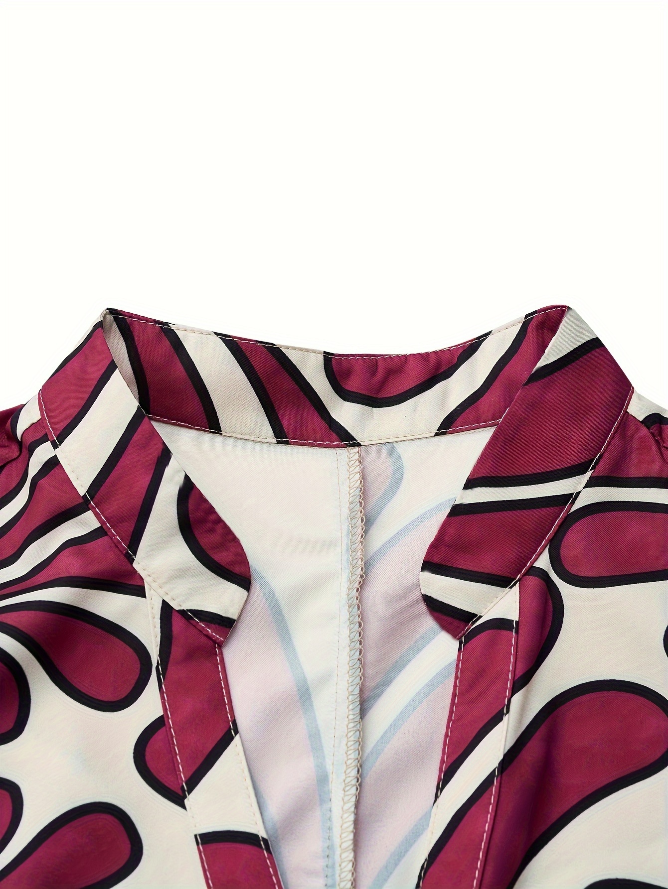 Plus Size Elegant Dress, Women's Plus Allover Print Bell Sleeve Button Up Mock Neck Maxi Smock Dress