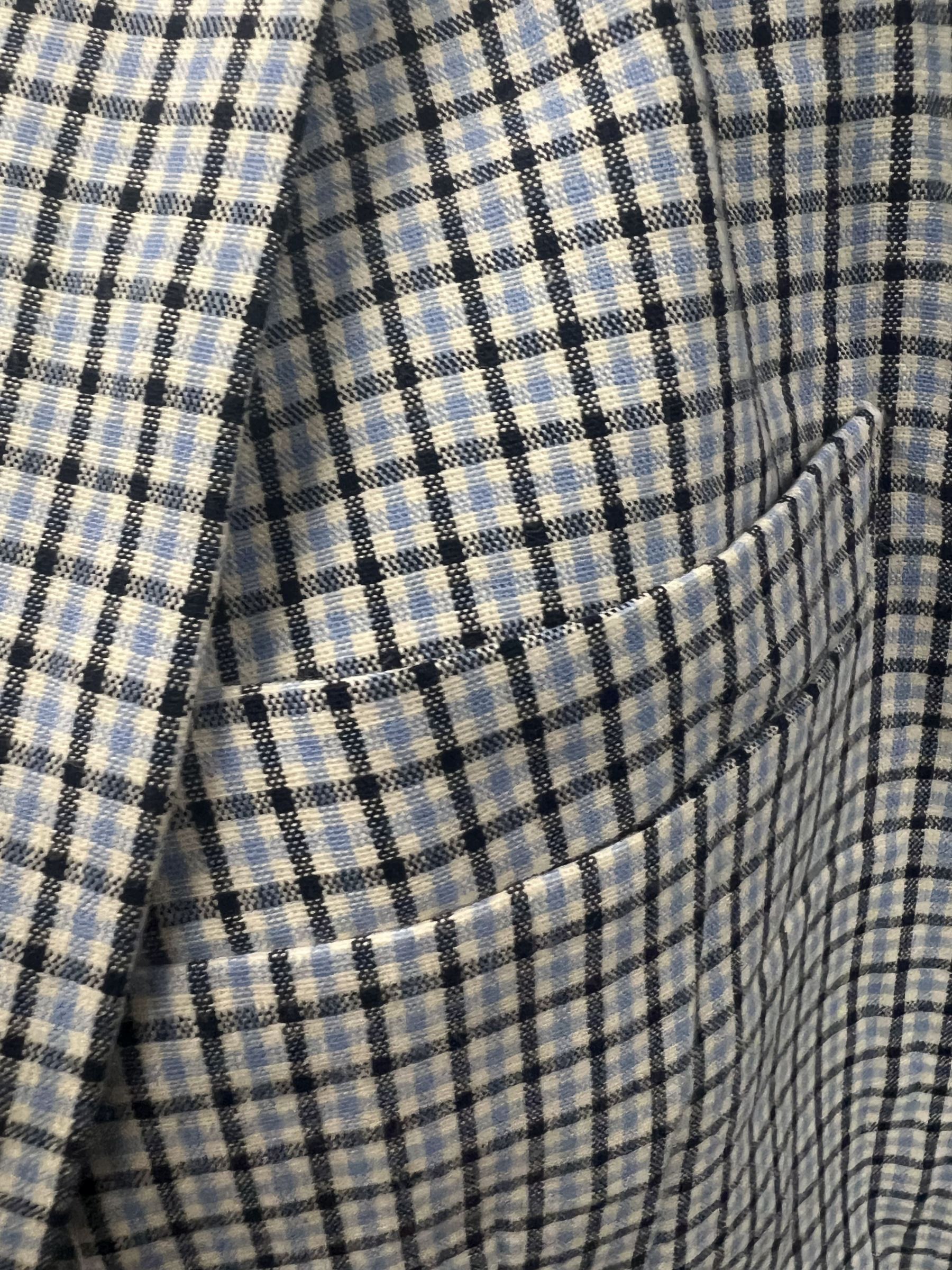 Mens Classic Plaid Linen Single Breasted Blazer Jacket - Lapel Collar, Button Front, Slim Fit