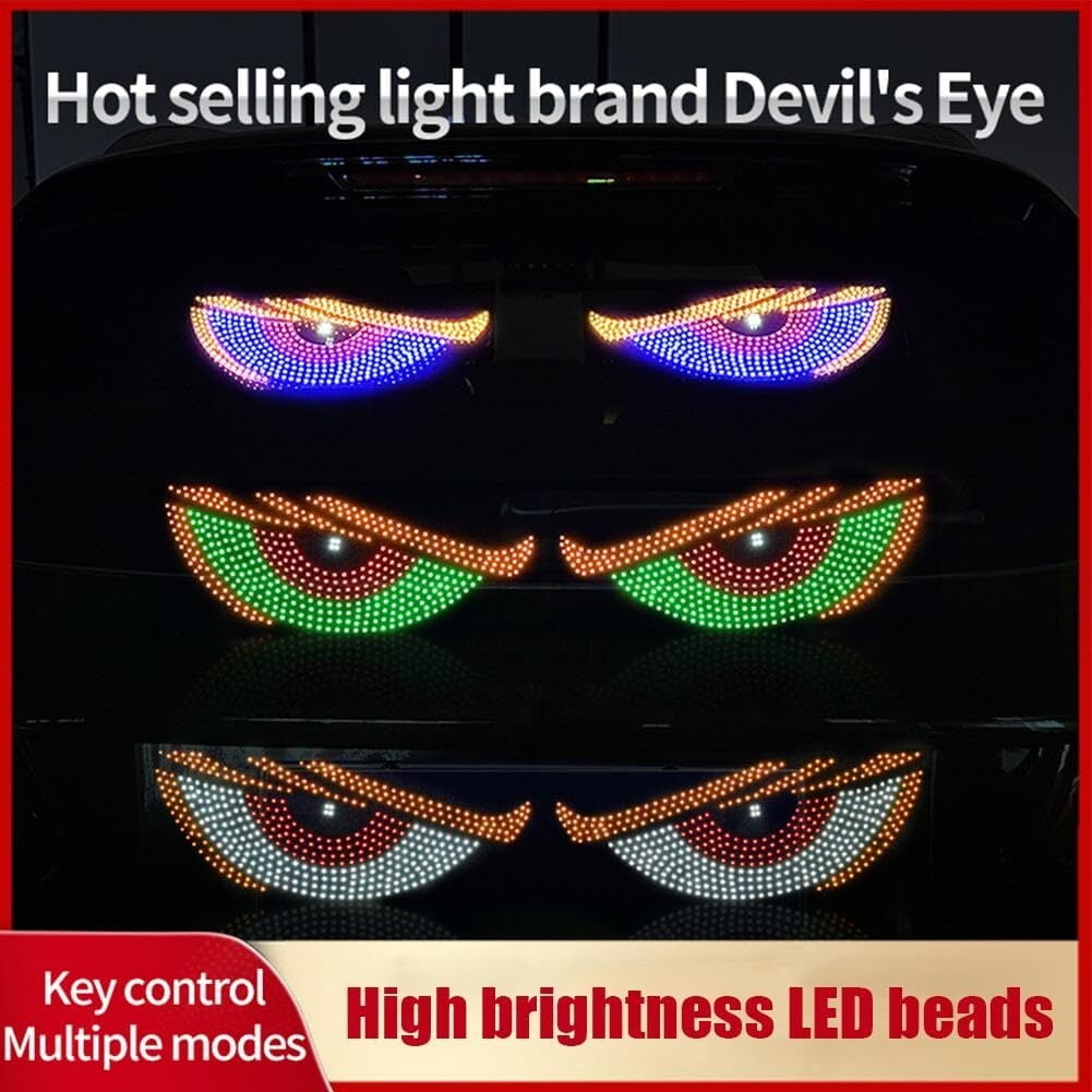 USB Dynamic Big Devil Eyes Light for Cars, Devil Eyes Light for Car Windshield, Flexible Dynamic LED Car Devil's Eyes Window Screen LED Display for Car Truck Window 