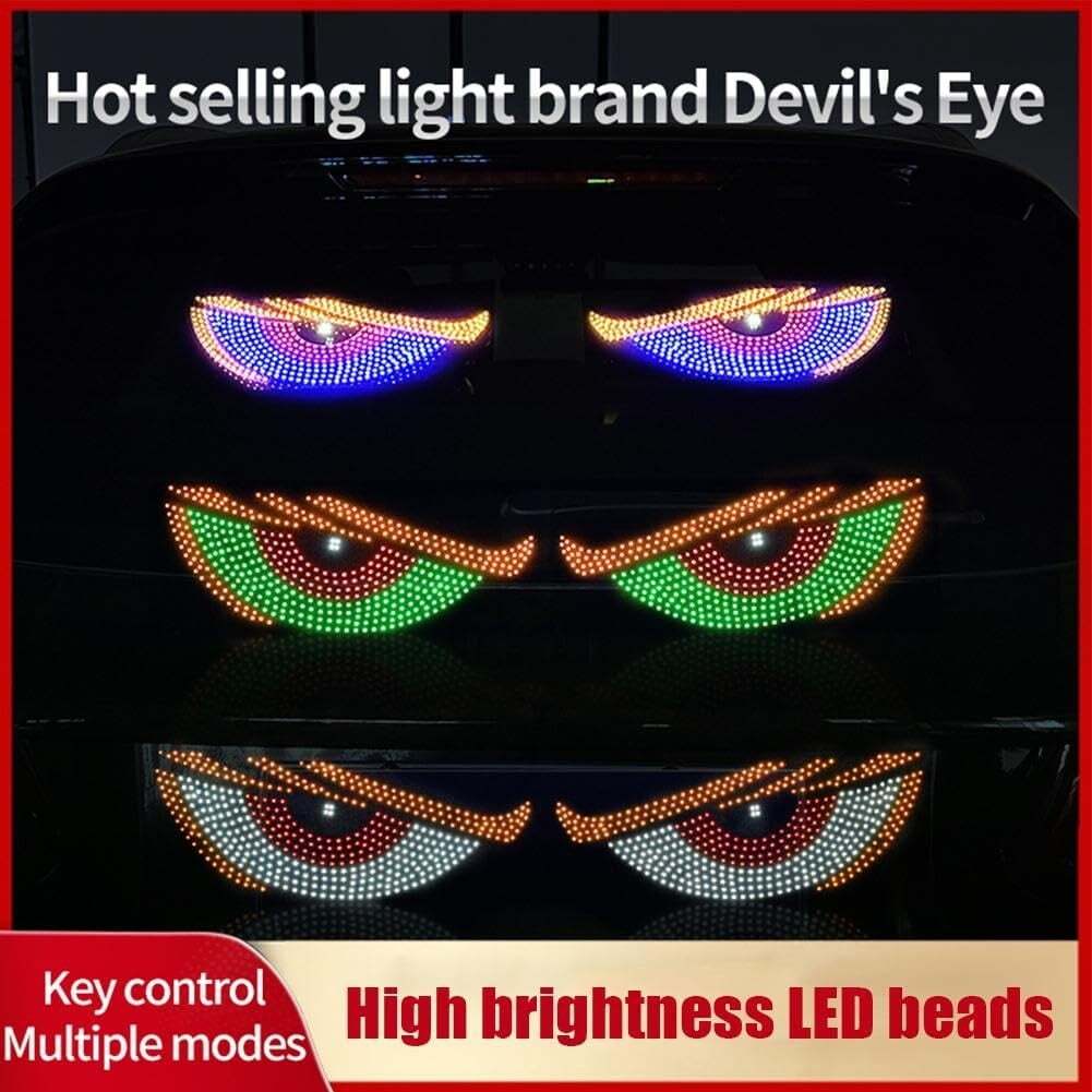 USB Dynamic Big Devil Eyes Light for Cars, Devil Eyes Light for Car Windshield, Flexible Dynamic LED Car Devil's Eyes Window Screen LED Display for Car Truck Window 