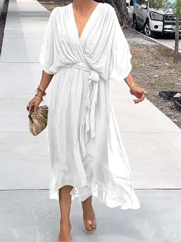 🎁Stylish and elegant V-neck chiffon dress