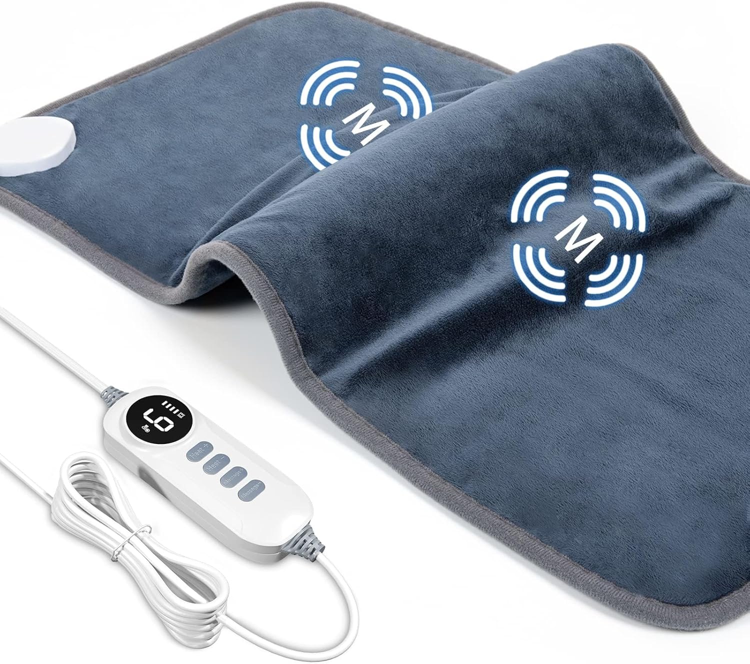 Heating Pad for Back Pain Relief, 12" x 24" Electric Heating Pads for Cramps, Back, Shoulder and Neck with 6 Heat Settings, Fast-Heating Technology, Auto Shut Off, UL Certification, Blue
