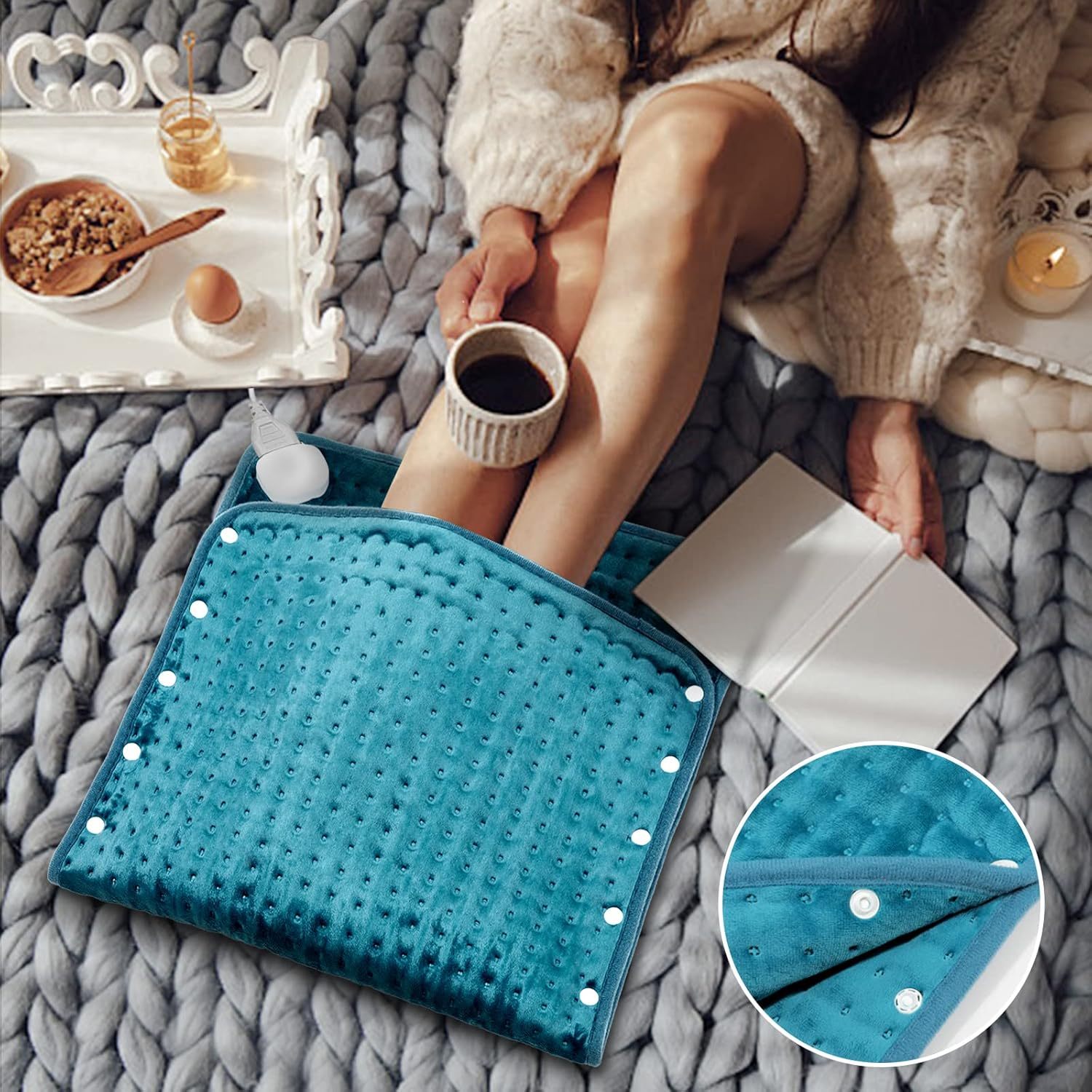 Heating Pad for Back Pain Relief, 12" x 24" Electric Heating Pads for Cramps, Back, Shoulder and Neck with 6 Heat Settings, Fast-Heating Technology, Auto Shut Off, UL Certification, Blue