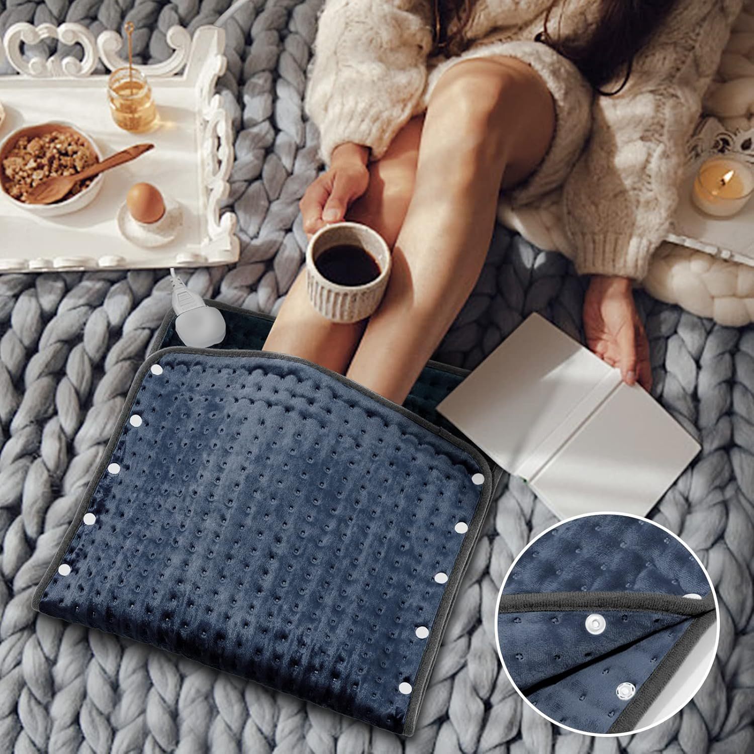 Heating Pad for Back Pain Relief, 12" x 24" Electric Heating Pads for Cramps, Back, Shoulder and Neck with 6 Heat Settings, Fast-Heating Technology, Auto Shut Off, UL Certification, Blue