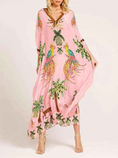 🎁This Week's Special Price $39.99💥V-neck Printed Loose Fashion Dress