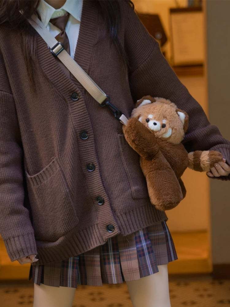 Cute Red Panda Brown Plush Backpack/Crossbody