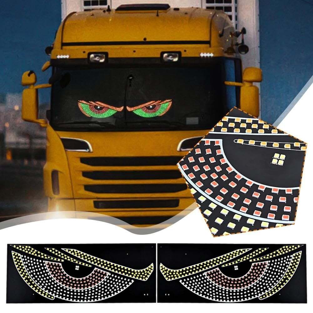 USB Dynamic Big Devil Eyes Light for Cars, Devil Eyes Light for Car Windshield, Flexible Dynamic LED Car Devil's Eyes Window Screen LED Display for Car Truck Window 
