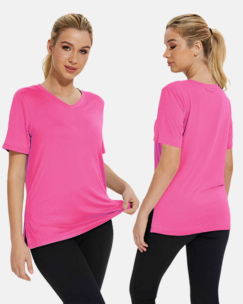 Women's Plus Size Basic Short Sleeve V-Neck T-Shirts