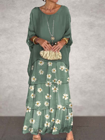 Elegant Solid Flounce O Neck A Line Dresses