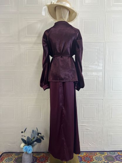 V-Neck Cardigan & High-Waist Skirt 2-Piece Set