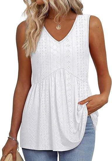 Women Dressy Sleeveless V Neck Tank Tops