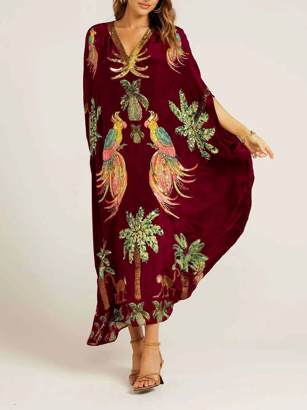 🎁This Week's Special Price $39.99💥V-neck Printed Loose Fashion Dress