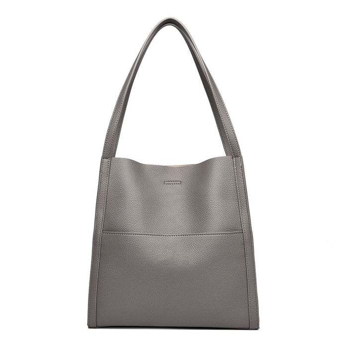 ⏰Solid color genuine leather shoulder bag