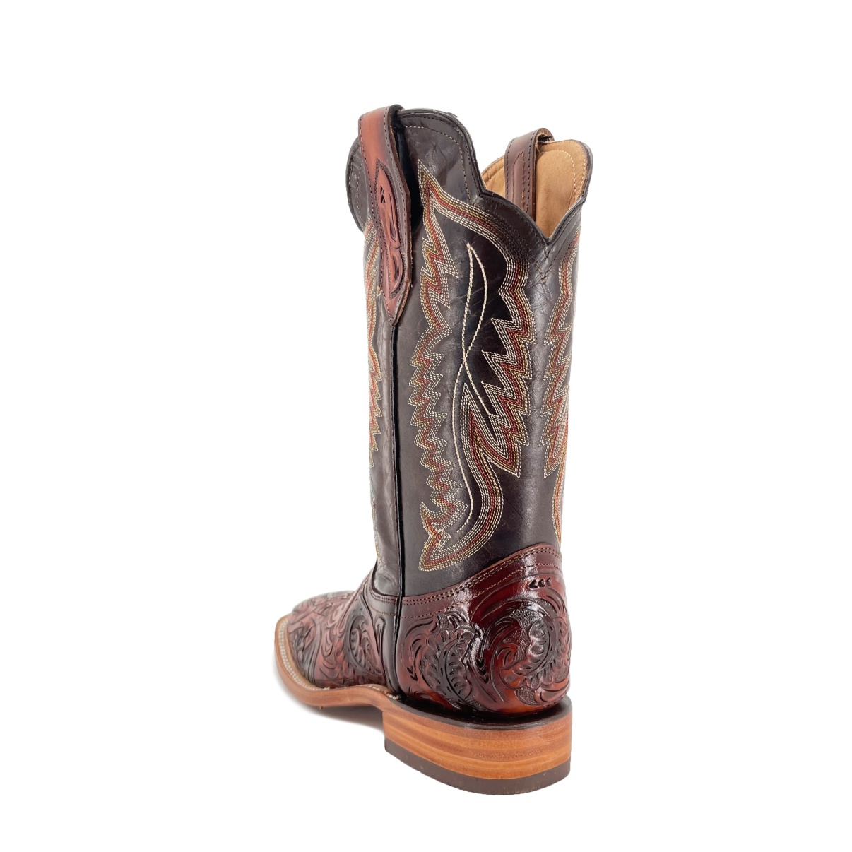 Women's Bulldog Hand Tooled Boots - Old Leaf Cognac