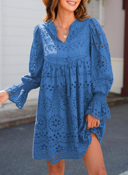 2025 A Line Hollow Out Lace Ruffle Party Dresses