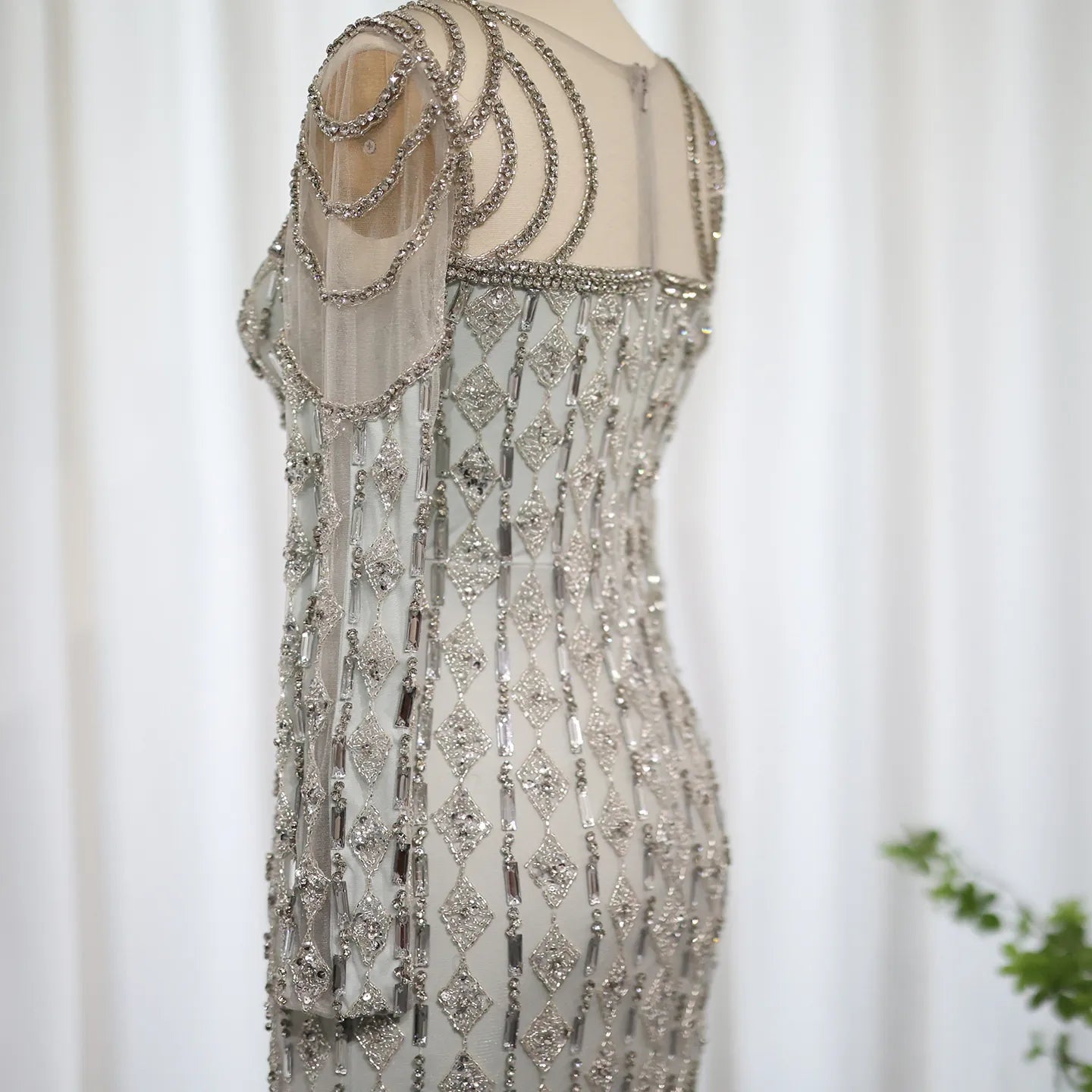 Luxury Sage Green Dubai Evening Dresses Mermaid Muslim Long Sleeves 