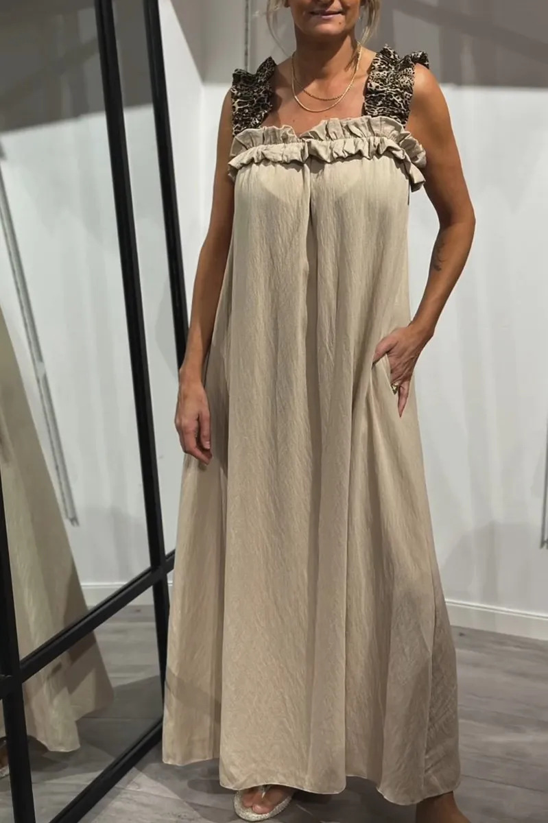 Ladies' Square Neck Solid Color Loose Casual Dress