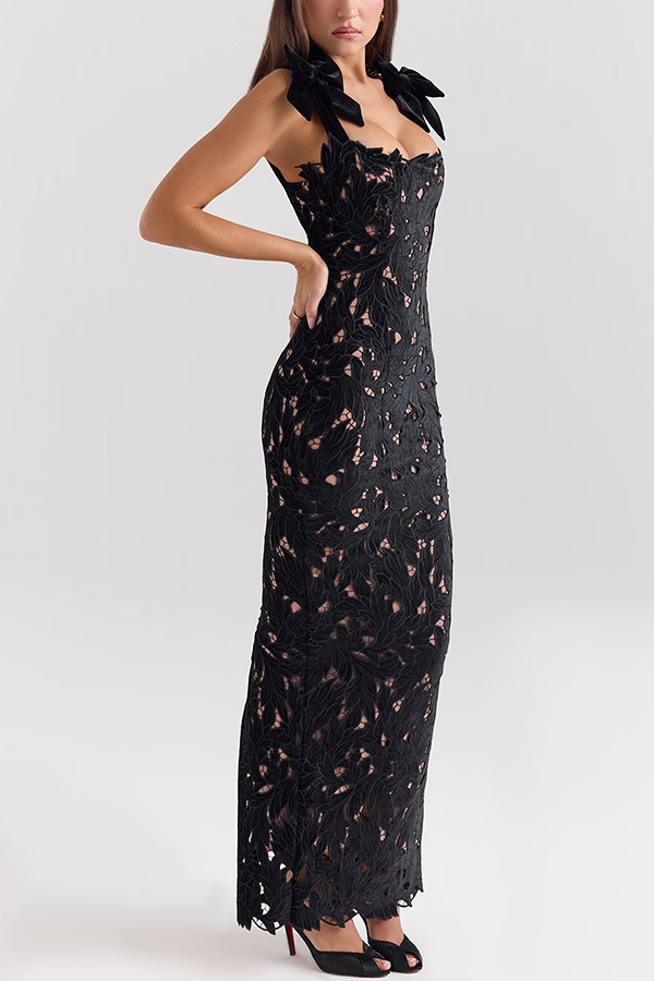 Women's Floral Maxi Dress | Backless Slim Fit Evening Gown