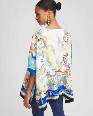 2025 Spring and Summer New Women's Outerwear Temperament High-end Cross-border European and American Printed Short-sleeved Mid-length Tops