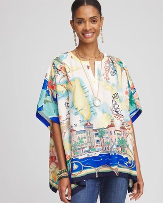 2025 Spring and Summer New Women's Outerwear Temperament High-end Cross-border European and American Printed Short-sleeved Mid-length Tops