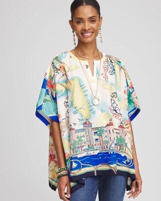 2025 Spring and Summer New Women's Outerwear Temperament High-end Cross-border European and American Printed Short-sleeved Mid-length Tops