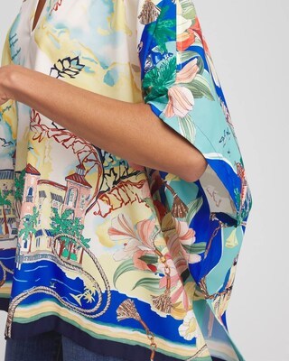 2025 Spring and Summer New Women's Outerwear Temperament High-end Cross-border European and American Printed Short-sleeved Mid-length Tops