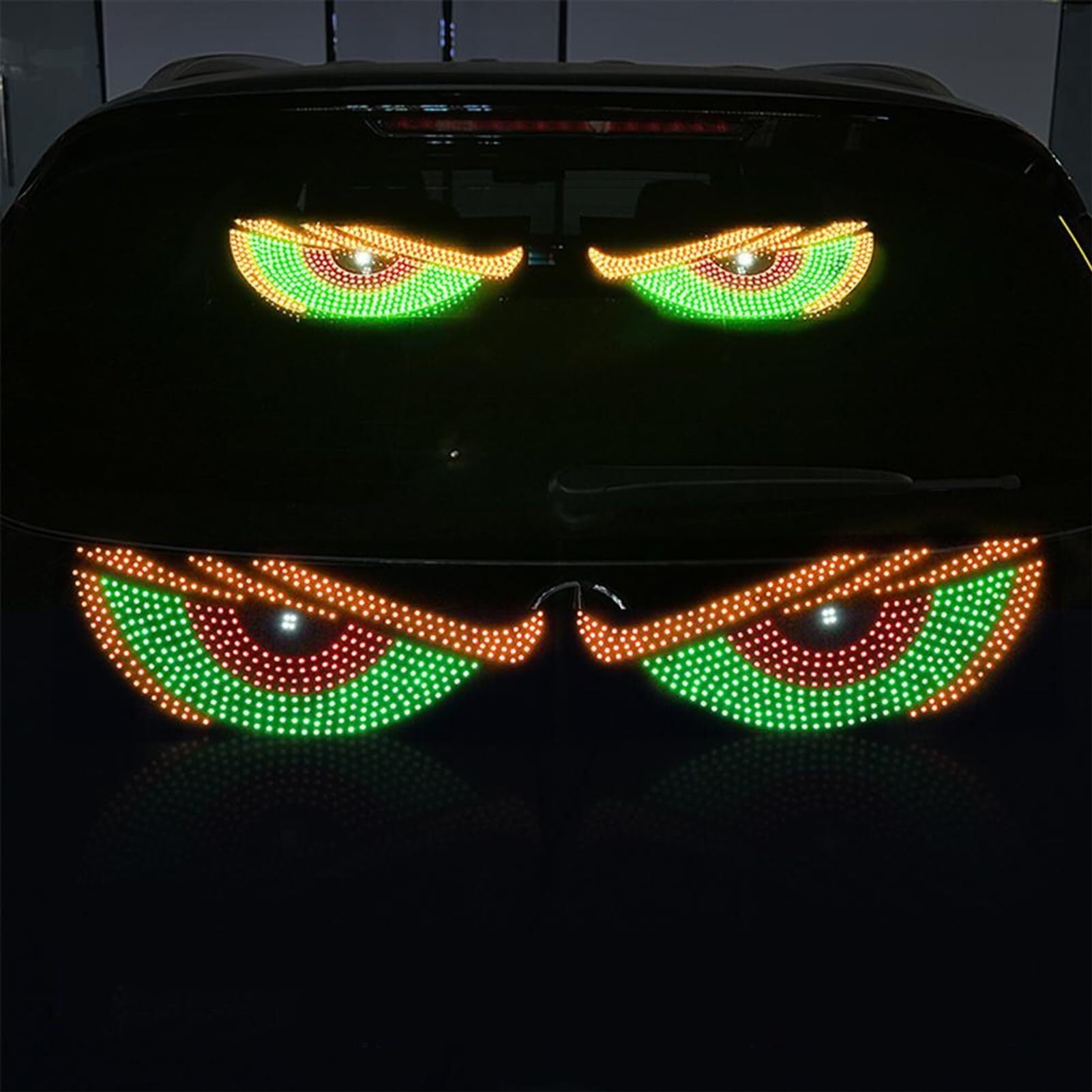 USB Dynamic Big Devil Eyes Light for Cars, Devil Eyes Light for Car Windshield, Flexible Dynamic LED Car Devil's Eyes Window Screen LED Display for Car Truck Window 