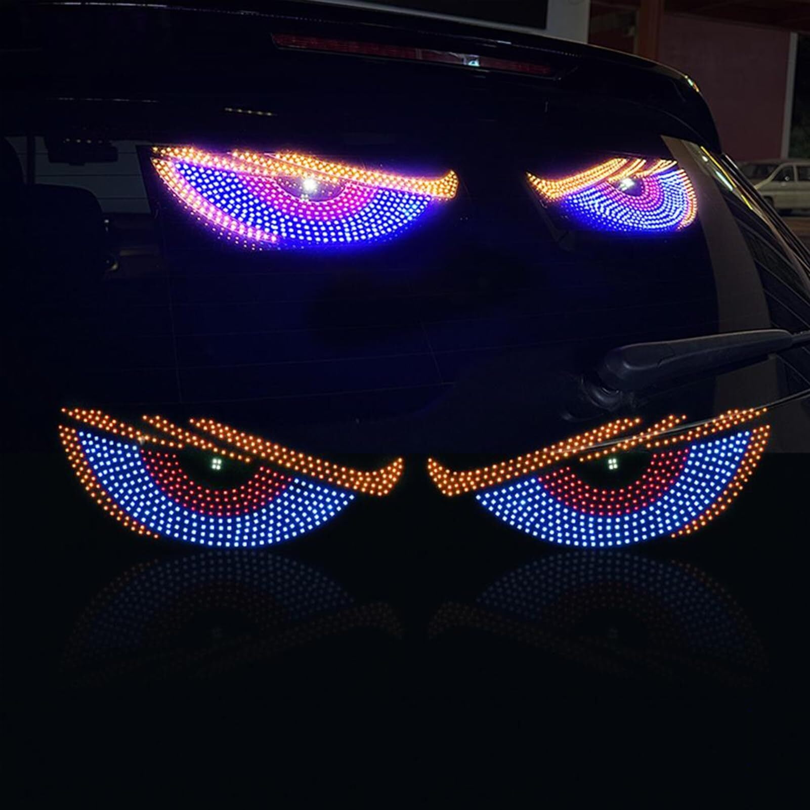 USB Dynamic Big Devil Eyes Light for Cars, Devil Eyes Light for Car Windshield, Flexible Dynamic LED Car Devil's Eyes Window Screen LED Display for Car Truck Window 