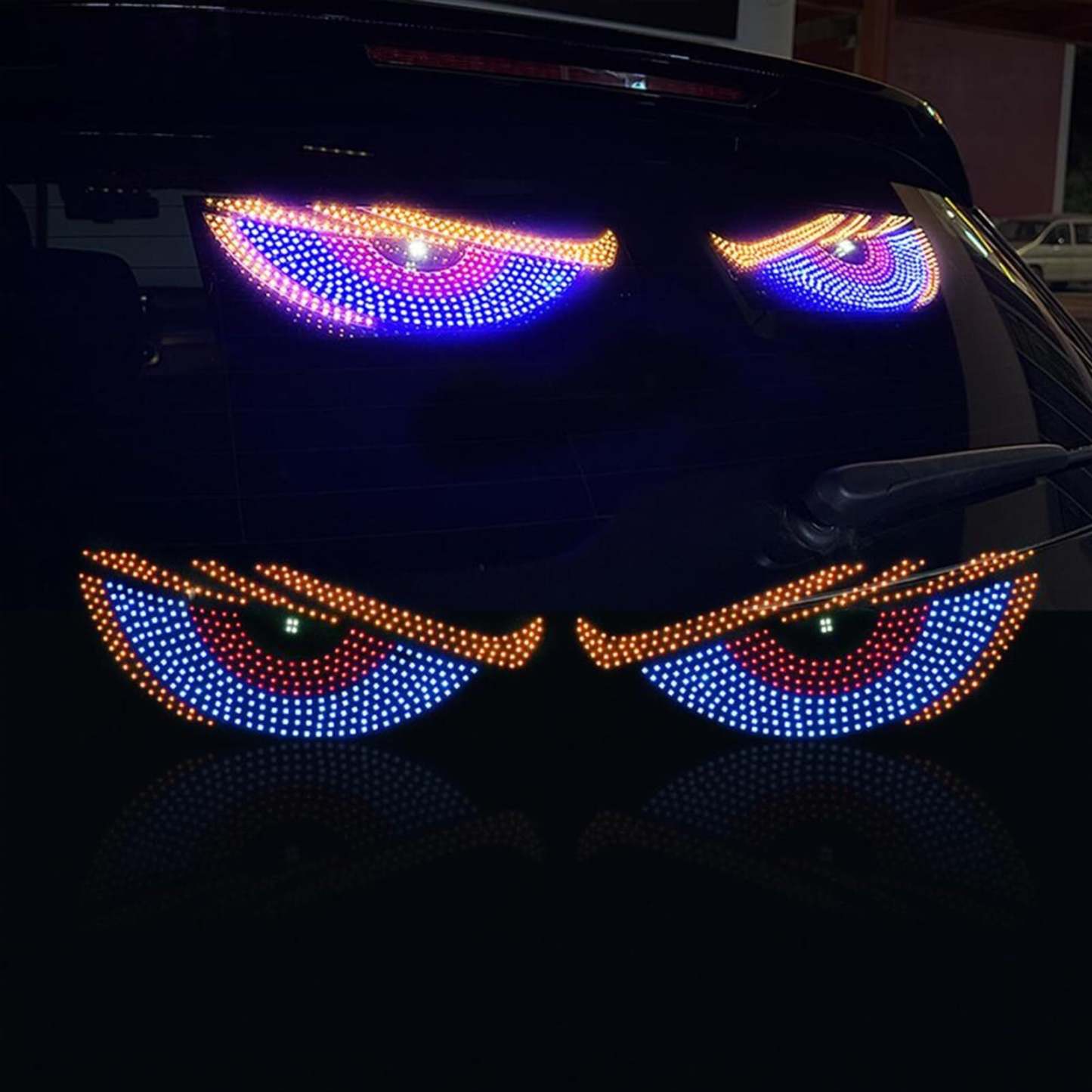 USB Dynamic Big Devil Eyes Light for Cars, Devil Eyes Light for Car Windshield, Flexible Dynamic LED Car Devil's Eyes Window Screen LED Display for Car Truck Window 